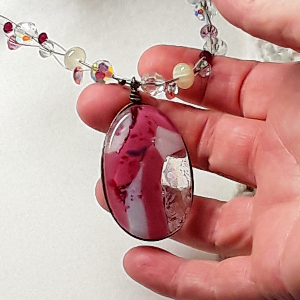 Artisan Designed Multistrand 18 in glass Necklace